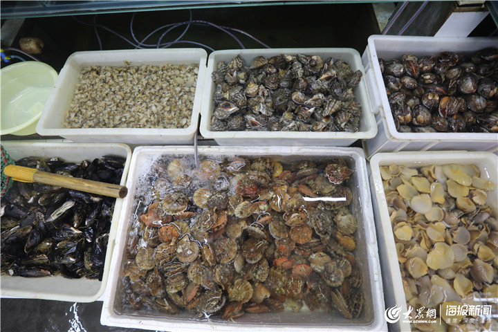 青岛:休渔期水产品批发市场海鲜依旧丰富